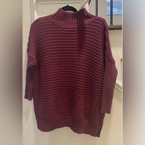NWT French Connection Lena Mozart Rib Cotton Mock Neck Tunic Sweater Size Large - Picture 2 of 2
